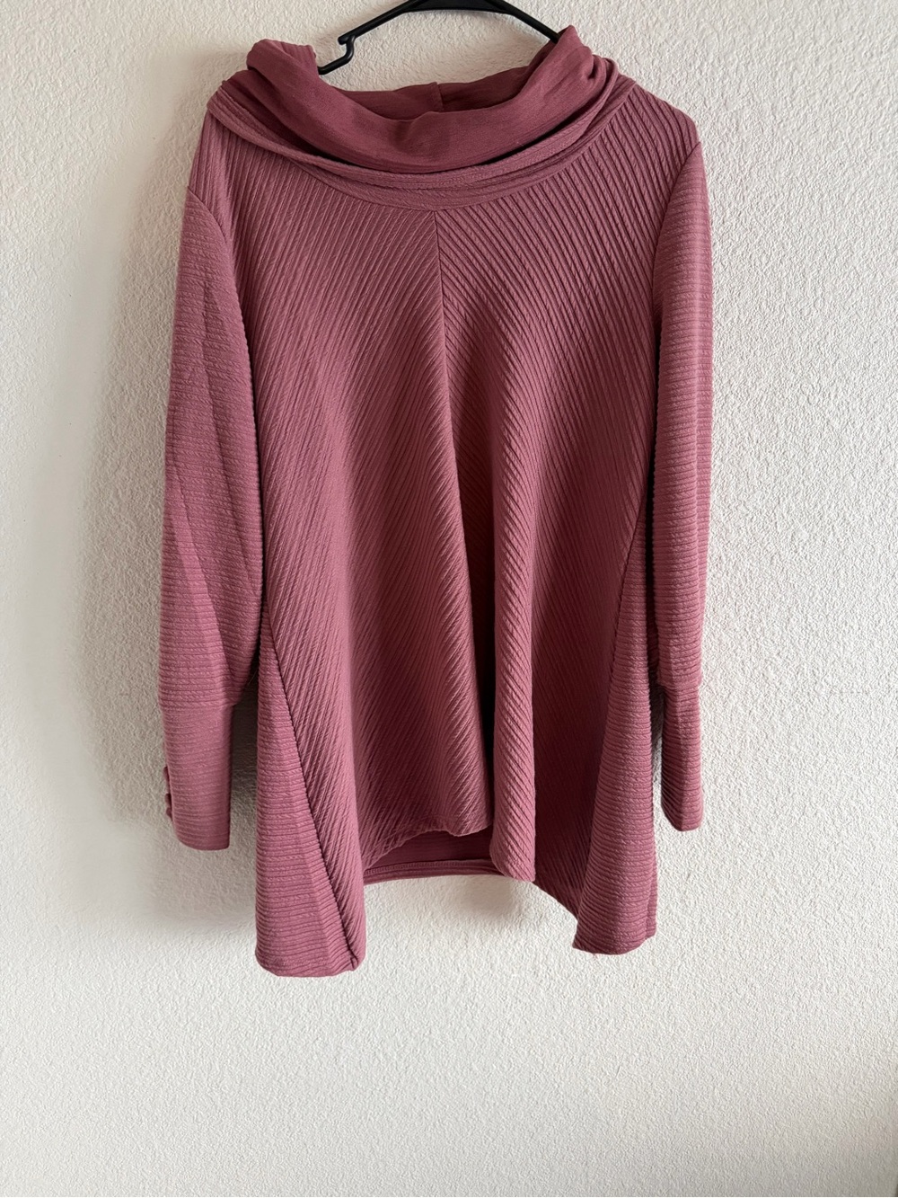 New York Laundry Mauve Ribbed Cowl Neck Sweater